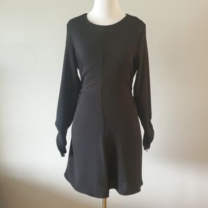 Zara long sleeve scoop neck dress black sz M